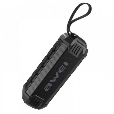 Портативная беспроводная экстремальная блютуз колонка Awei Y280 (Bluetooth, MP3, FM, AUX, Mic) мощная стерео акустика на 16 Вт ударопрочная и влагостойкая Черная