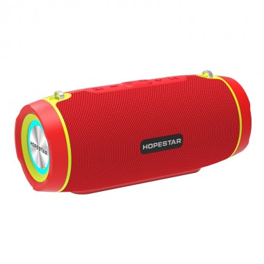 Портативная беспроводная блютуз колонка Hopestar H45 Party RED мощная стерео акустика на 10 ВТ с FM радио флешкой и TF с подсветкой влагостойкая Bluetooth 4.2 