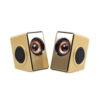 Акустическая система Prime FT-2048 Gold стерео колонки для компьютера и ноутбука 2.0 на 6 Вт питание от USB регулятор громкости (48765)