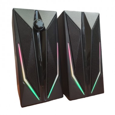 Акустическая система Music D.J MJ-200 колонки для компьютера и ноутбука с RGB подсветкой 6 Вт регулятор громкости Mini-jack 3.5 мм/USB