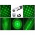 Лазерная ручка указка 5 в 1 Laser Pointer 1000 mW мощный лазер с видимым лучом на расстоянии до 15 км зеленый свет 5 насадок