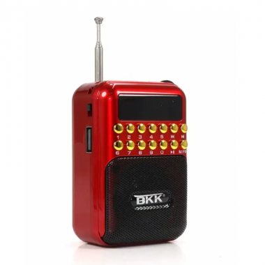 Радиоприёмник цифровой аккумуляторный BKK B872 Красный колонка радио и mp3 плеер с LED дисплеем AM/FM/SW USB MicroSD + ремешок