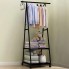 Вешалка для одежды напольная The New Coat Rack складная металлическая стойка на колесиках в прихожую на 2 полки с перекладиной