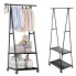Вешалка для одежды напольная The New Coat Rack складная металлическая стойка на колесиках в прихожую на 2 полки с перекладиной