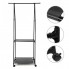 Вешалка для одежды напольная The New Coat Rack складная металлическая стойка на колесиках в прихожую на 2 полки с перекладиной