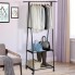 Вешалка для одежды напольная The New Coat Rack складная металлическая стойка на колесиках в прихожую на 2 полки с перекладиной