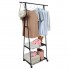 Вешалка для одежды напольная The New Coat Rack складная металлическая стойка на колесиках в прихожую на 2 полки с перекладиной