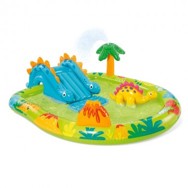 Надувной игровой центр Intex 57166NP Little Dino для детей с горкой, бассейном и распылителем