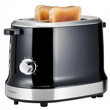 Тостер электрический Silver Crest STD 950 A1 Черный для дома и офиса на 950 Вт 6 степеней обжаривания хлеба функция разморозки и подогрева + подставка для булочек