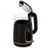 Чайник электрический стеклянный Adler AD 1305 Black-Gold 2.2 кВт дисковый с контролем температуры и LED дисплеем 1,7 л