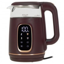Чайник электрический стеклянный Adler AD 1305 Burgundy 2.2 кВт дисковый с контролем температуры и LED дисплеем 1,7 л