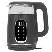 Чайник электрический стеклянный Adler AD 1305 Grey-Silver 2.2 кВт дисковый с контролем температуры и LED дисплеем 1,7 л