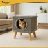 Когтеточка лежанка для кошек Purlov 26215 игровой стабильный домик на ножках с подвесной игрушкой Серый