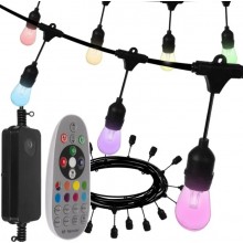 Гирлянда садовая подвесная Malatec RGB 220V/12V уличная длиной 15 м с ретро лампами типу Edison с влагозащитой IP65 Гирлянда садовая подвесная Malatec RGB 220V/12V уличная длиной 15 м с ретро лампами типу Edison с влагозащитой IP65