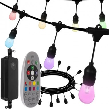 Гирлянда садовая подвесная Malatec RGB 220V/12V уличная длиной 15 м с ретро лампами типу Edison с влагозащитой IP65
