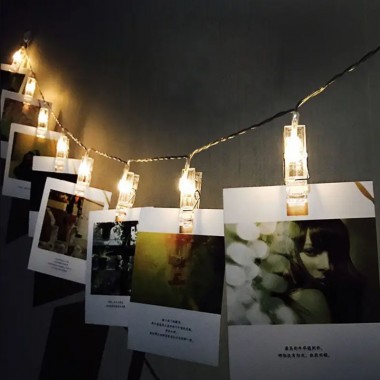 Светодиодная новогодняя гирлянда LTL Warm White с прищепками для фото 10 Led длина 1.65 метра на батарейках AAA