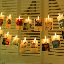 Светодиодная новогодняя гирлянда LTL Warm White с прищепками для фото 20 Led длина 3 метра на батарейках AA