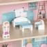 Большой деревянный кукольный домик Kruzzel 26364 Розовый игровой набор на 3 уровня светодиодное освещение + мебель и аксессуары