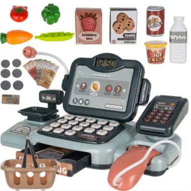 Кассовый аппарат детский Kruzzel KS11404 Fun shopping развивающий игровой набор с электронной кассой звуковым сканером товаров весами и микрофоном