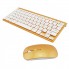 Беспроводная клавиатура и оптическая мышь комплект KeyBoard 908 Золотая для компьютера тихая с низкопрофильными клавишами USB 2,4 ГГц (44958)