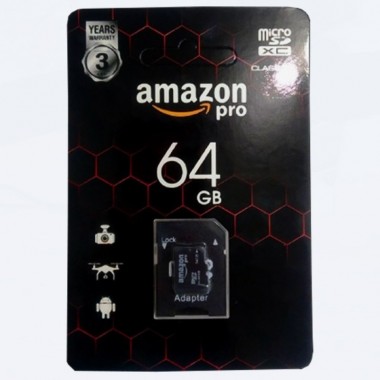 Карта памяти micro SD AMAZON Pro 64 GB class 10 XC внутренняя высокоскоростная для телефона планшета и видеорегистратора