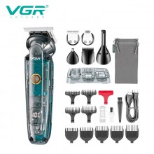 Набор для стрижки VGR V-102 6в1 - аккумуляторная машинка для бороды и волос, триммер USB беспроводной, 14 насадок, профессиональный уход