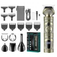 Машинка для стрижки VGR V-106 6в1 - профессиональный набор для бороды, волос, тела и носа, 14 насадок, LED дисплей, аккумуляторный мужской триммер