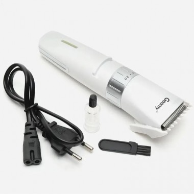 Машинка для стрижки волос Geemy GM-6042 3W беспроводной триммер для бороды усов и тела с телескопической насадкой и регулятором длины Белый