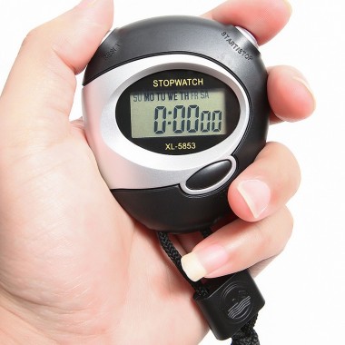 Электронный спортивный секундомер Sports STOPWATCH XL-5853 для бега кроссфита легкой атлетики точность 0.01 секунда с таймером и сигналом Черный с серым