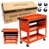 Тележка стеллаж для инструментов на колесах с тормозом Kraft&Dele KD366 Orange-Black 3 полочки и выдвижной ящик на замке нагрузка 150 кг