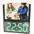 Электронные настольные и настенные цифровые часы DS 6608 LED светящиеся светодиодные с зеленой подсветкой и фоторамкой будильник Черные
