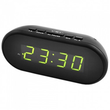 Электронные настольные цифровые часы LED Alarm Clock VST 712 светодиодные светящиеся с зелёной подсветкой будильник и резервное питание Черные