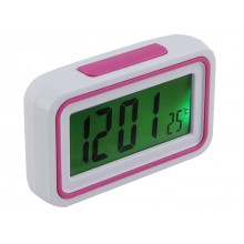 Электронные настольные говорящие часы KENKO 9905 TR цифровые с LED подсветкой и температурой говорящий будильник Белые с розовым Электронные настольные говорящие часы KENKO 9905 TR цифровые с LED подсветкой и температурой говорящий будильник Белые с розовым