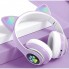 Беспроводные Bluetooth наушники для телефона и компьютера с микрофоном Cat VZV-23M с кошачьими ушками и подсветкой для андроид и IOS выход 3,5 мм Фиолетовые (48435)