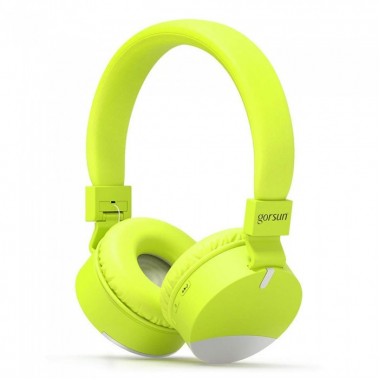 Беспроводные Bluetooth наушники для телефона и ПК с микрофоном Gorsun GS-E86 для андроид и IOS поддержка MicroSD и AUX Салатовый с серым (47321)