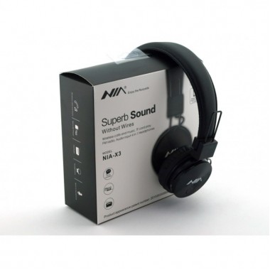 Беспроводные Bluetooth наушники для телефона и компьютера с микрофоном и MP3 плеером NIA-X3 для андроид и IOS радио FM Bluetooth 4.2 Черные (45379)