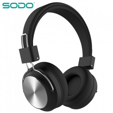 Бездротові Bluetooth навушники для телефону та комп'ютера з мікрофоном SODO SD-1001 для андроїд та IOS FM радіо MicroSD Чорні (47446)