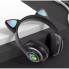 Беспроводные Bluetooth наушники для телефона и компьютера с микрофоном Cat VZV-23M с кошачьими ушками и подсветкой для андроид и IOS выход 3,5 мм Черные (48438)