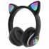 Беспроводные Bluetooth наушники для телефона и компьютера с микрофоном Cat VZV-23M с кошачьими ушками и подсветкой для андроид и IOS выход 3,5 мм Черные (48438)