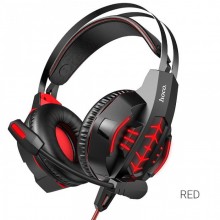 Проводные игровые накладные наушники с микрофоном HOCO W102 Cool tour игровая гарнитура для компьютера с LED подсветкой Красные (48580) Проводные игровые накладные наушники с микрофоном HOCO W102 Cool tour игровая гарнитура для компьютера с LED подсветкой Красные (48580)
