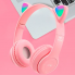 Беспроводные детские наушники с кошачьими ушками и RGB подсветкой Cat Ear P47M Розовые для телефона и компьютера с микрофоном USB зарядка FM-радио microSD