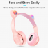 Беспроводные детские наушники с кошачьими ушками и RGB подсветкой Cat Ear P47M Розовые для телефона и компьютера с микрофоном USB зарядка FM-радио microSD