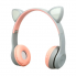 Беспроводные детские наушники с кошачьими ушками и RGB подсветкой Cat Ear P47M Серые для телефона и компьютера с микрофоном USB зарядка FM-радио microSD