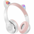 Беспроводные детские наушники с кошачьими ушками и RGB подсветкой Cat Ear P47M Серые для телефона и компьютера с микрофоном USB зарядка FM-радио microSD