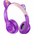 Беспроводные детские наушники с кошачьими ушками и RGB подсветкой Cat Ear P47M Фиолетовые для телефона и компьютера с микрофоном USB зарядка FM-радио microSD