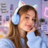 Бездротові навушники HOCO W42 Cat Ears Bluetooth 5.3 з котячими вушками LED TF AUX Блакитні з білим