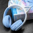 Бездротові навушники HOCO W42 Cat Ears Bluetooth 5.3 з котячими вушками LED TF AUX Блакитні з білим