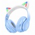 Бездротові навушники HOCO W42 Cat Ears Bluetooth 5.3 з котячими вушками LED TF AUX Блакитні з білим