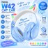 Бездротові навушники HOCO W42 Cat Ears Bluetooth 5.3 з котячими вушками LED TF AUX Блакитні з білим