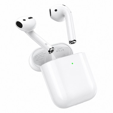 Беспроводные TWS наушники-вкладыши HOCO EW02 Plus Bluetooth 5.1 с микрофоном, сенсорным управлением и кейсом 350 мАч Белые